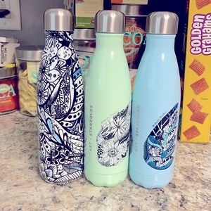 Set of 3 Starbucks S’Well water bottles